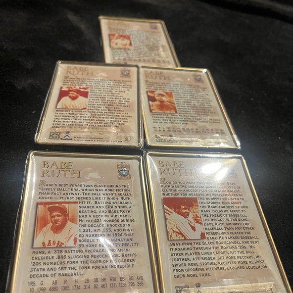 Babe Ruth set of ( 5 ) Metallic Impressions Embossed Metal Collector Cards . - Picture 5 of 10